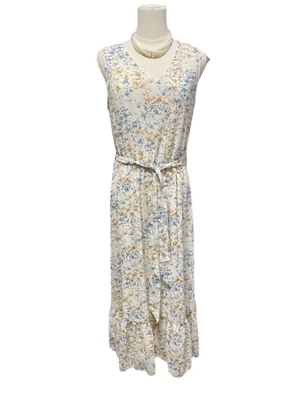 👉🔥NWT- Jane and Delancey Sleeveless Cream Summer Dress with Floral Print   Sz M